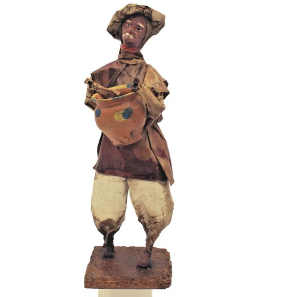 Vintage Mexican Folk Art Handmade Paper Mache Sculpture Man Villager Figurine - Picture 1 of 5